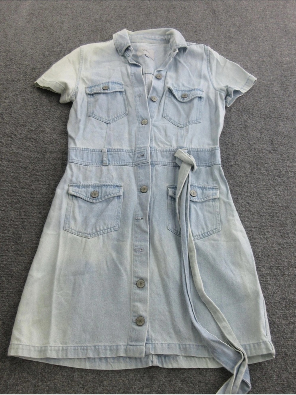 Rails Light Wash Denim Mini Shirt Dress with Self Tie